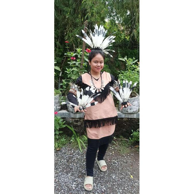 Headband Bulu Entok,Hiasan Kepala,Hiasan Bulu,Kostum Tari,Kostum Dayak