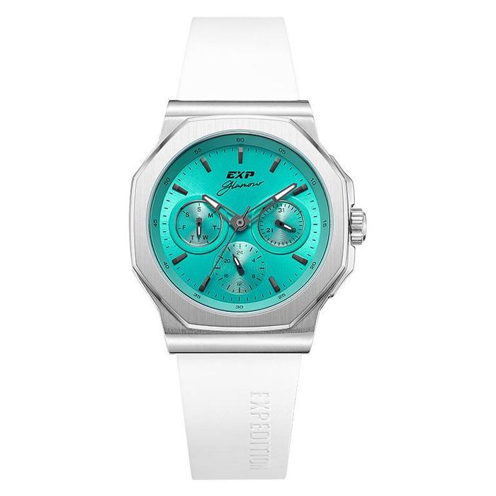 Original Jam Tangan Wanita Expedition Ladies E 6816 BF RSSLB Glamour Tosca Dial White Rubber Strap G