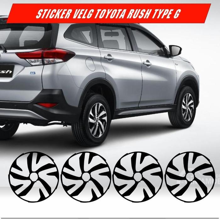 PROMO!!! STIKER VELG/STICKER DELETE SILVER PELEK/VELG TOYOTA RUSH TYPE G (5 VELG TAHUN 2015-2021)