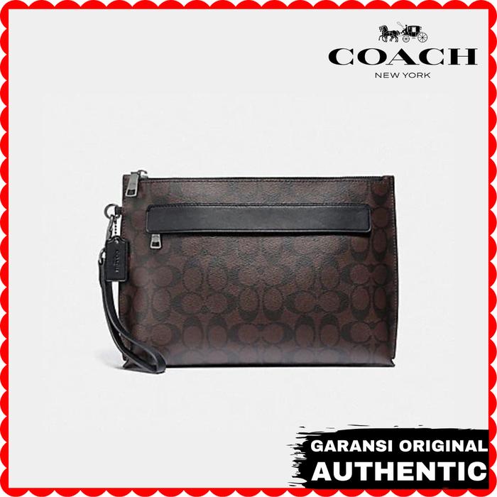 Tas Tangan Clutch Coach Pria Carryall Pouch In Signature Canvas Coffee Original Store Branded Authen