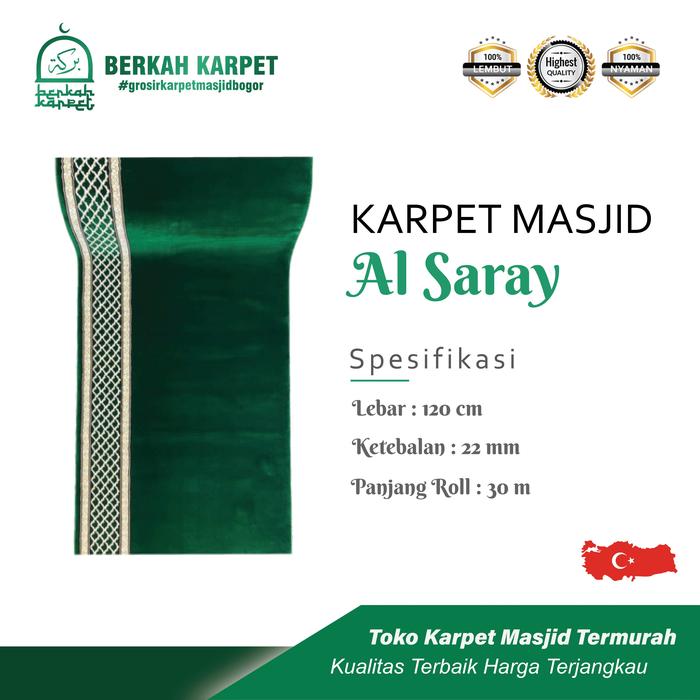 KARPET SAJADAH MASJID ALSARAY TURKI METERAN Lebar 1.2 Meter Ketebalan 22 mm Bahan Polypropylene Vico