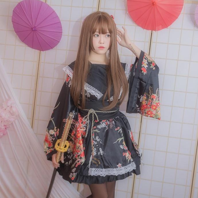 Cc-20 Black Sailor Yukata Kimono Lolita Waloli Cosplay Costume Kostum