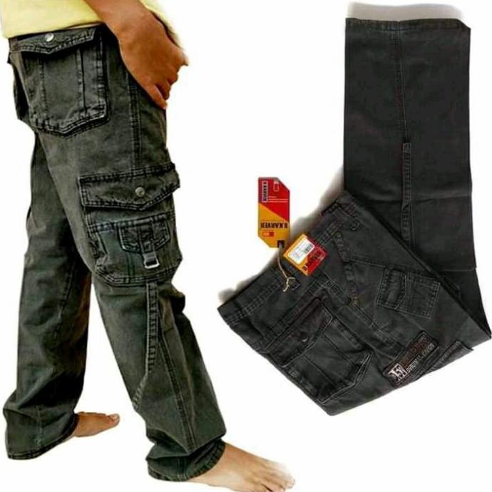 Celana Cargo Jeans Panjang Pria Dewasa Kempol Regular Fit Size 27 - 32