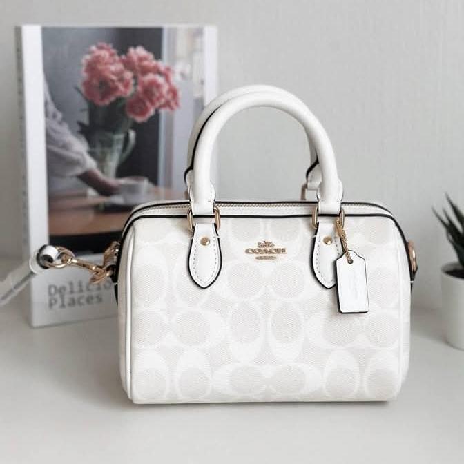 Tas selempang wanita CO CS183 mini Rowan satchel signature canvas chalk multi