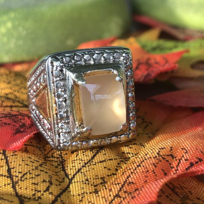 Natural Batu Akik Cincin Tapak Jalak Srigunting Kantoran