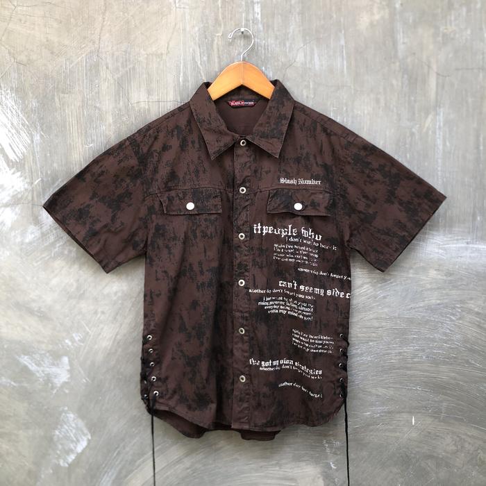 Y2K Slash Number Poem Button Up Shirt