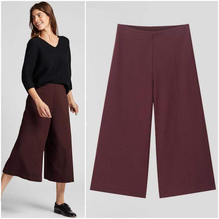 UNIQLO Ponte Wide Cropped Pants (Wine)