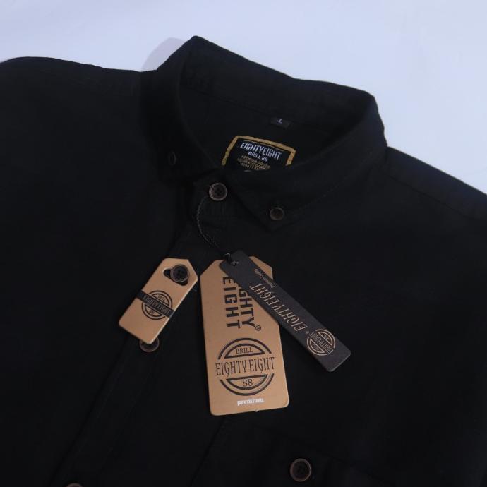 Brill Eighty Eight - Kemeja Polos Panjang Premium Black 88 P4015
