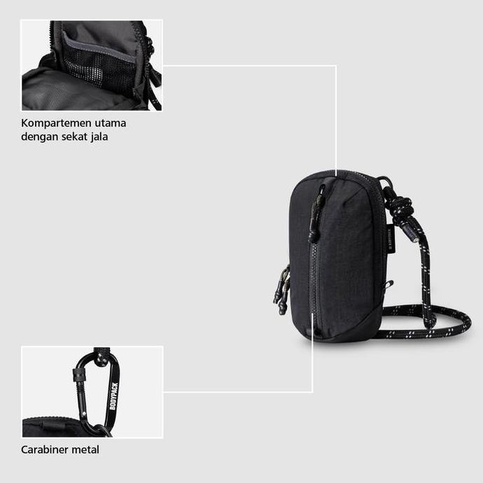 Bodypack Hetz Vision Travel Pouch Tas Dompet HP Selempang Kecil Ringan dan Kuat - Hitam