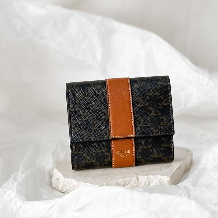 dompet Cln Small Trifold Wallet In Triomphe Canvas and Lambskin