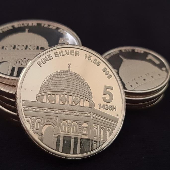 Koin Perak 5 Dirham (Khamsa) Sertifikat Asli Antam 14,875 gram Perak