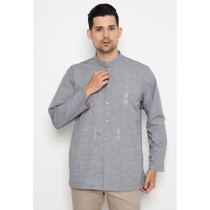 Jobb Ajmal Baju Koko Pria Lengan Panjang Regular Fit Abu-Abu