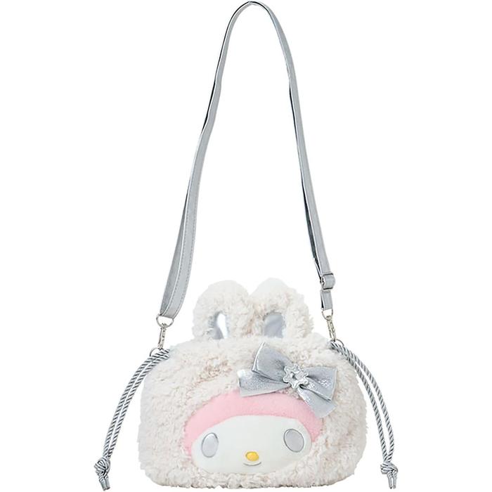 Sanrio My Melody Fluffy Snow Rabbit 2 Way Drawstring Shoulder Bag