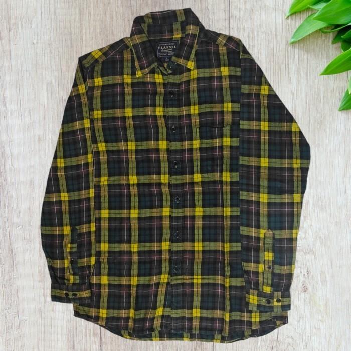 Kemeja Kuning Flannel Casual Second Branded Uniqlo Authenthic L Rd1