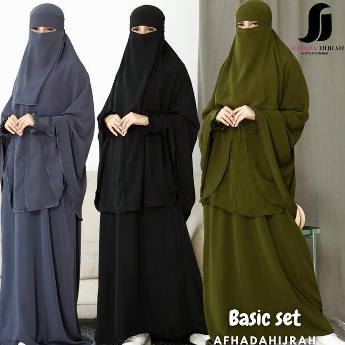Gamis sunnah gamis set cadar basic set syari hitam