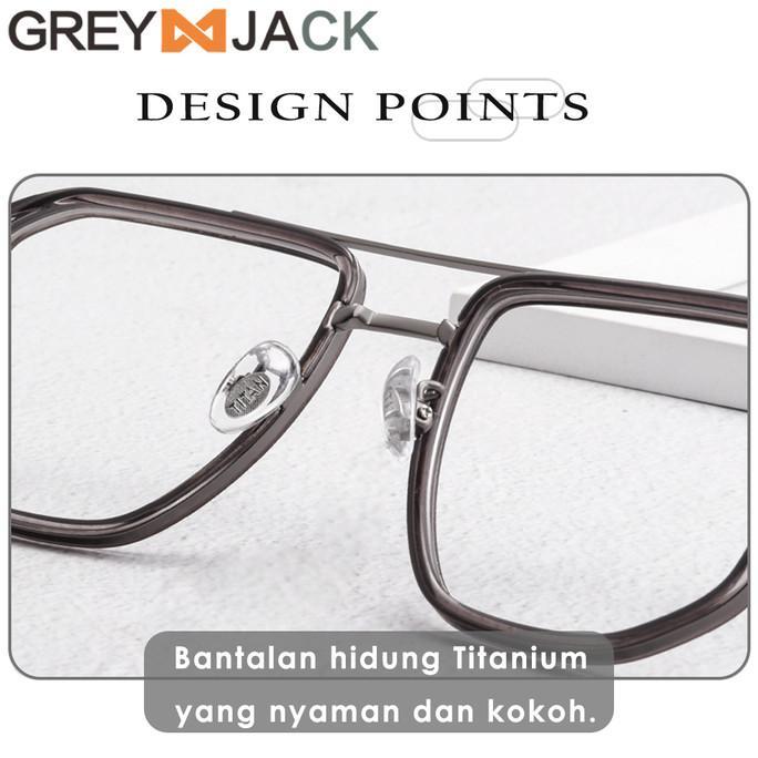 Grey Jack Frame Kacamata Titanium Aviator Kotak Ringan dan Kokoh 2216