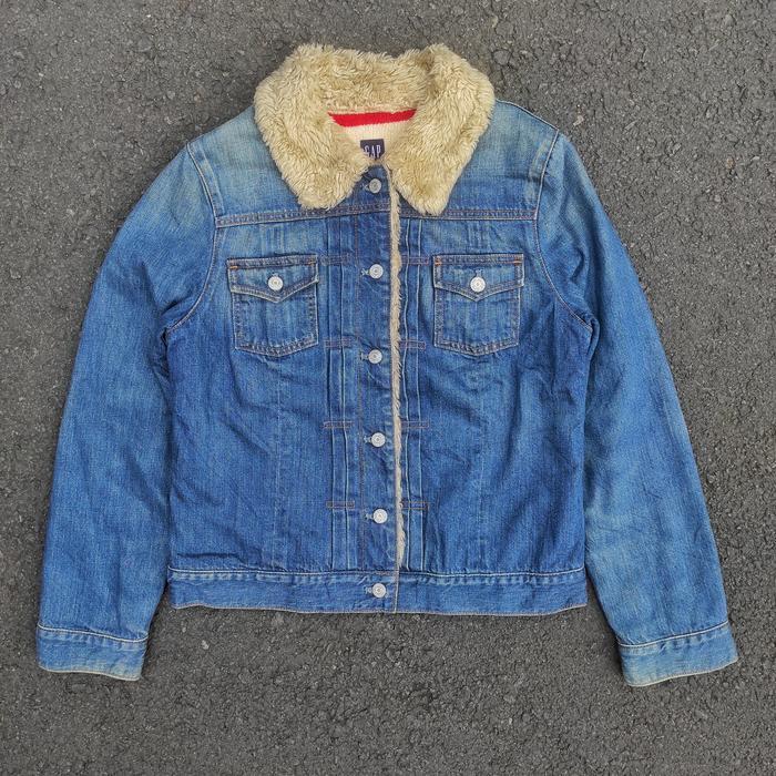 JAKET GAP SHERPA RELAXED FIT DENIM TRUCKER JEANS BLANKET FLEECE LINED