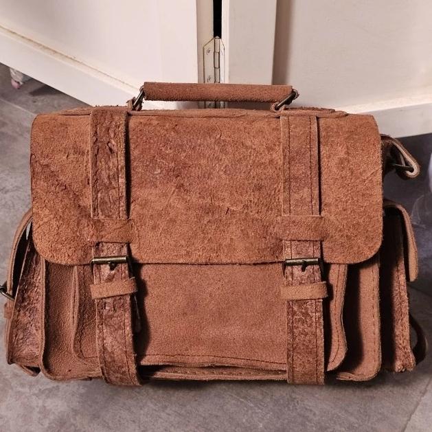 tas postman selempang kulit asli unisex Pria wanita real leather