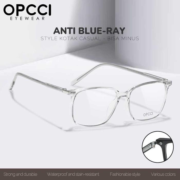 OPCCI Kacamata Antiradiasi Blueray Sinar Biru Bentuk Kotak Bahan TR90 Acetate Bisa Minus Fashion Pri