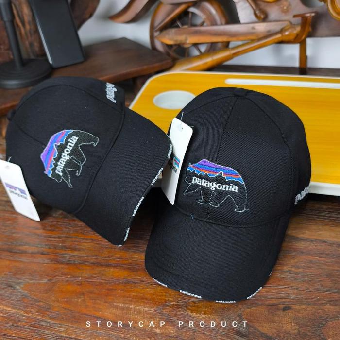 TOPI BASEBALL DISTRO LOGO PATAGONIA - TOPI BASEBALL PRIA WANITA HITAM LOGO PATAGONIA