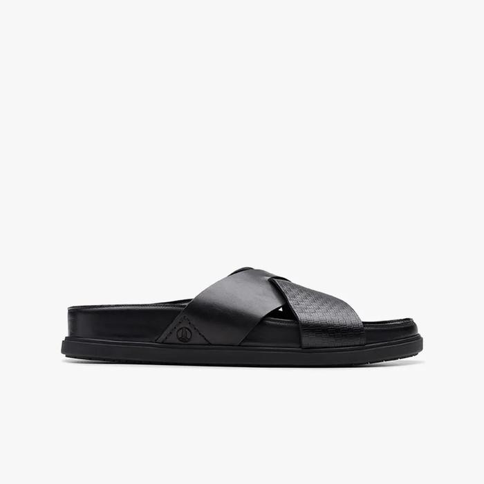 CLARKS Torford Cross Original Sandal Pria Leather - Black