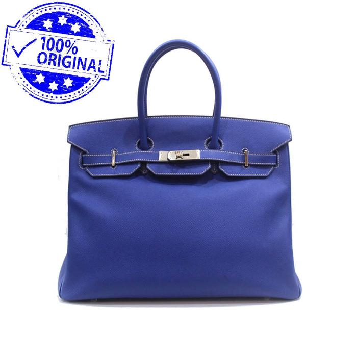 Preloved Hermes Birkin 35 B35 Candy Verso Bleu Blue Electric inside Mykonos Epsom PHW O Square 2011