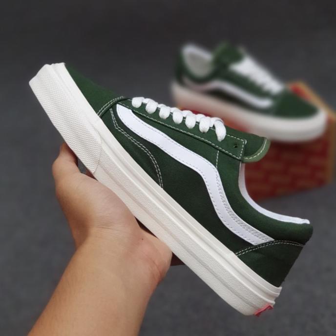 New Sepatu Vans Oldskool Wanita Hijau Army 36-40 Grade Original Happy Shopping