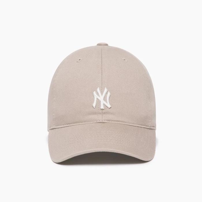 Topi Baseball Cap NY New York Yankees Cream Khaki Krem Small Logo Bordir MLB Korea