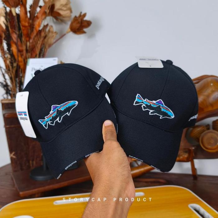 TOPI BASEBALL DISTRO LOGO PATAGONIA - TOPI BASEBALL PRIA WANITA HITAM LOGO PATAGONIA