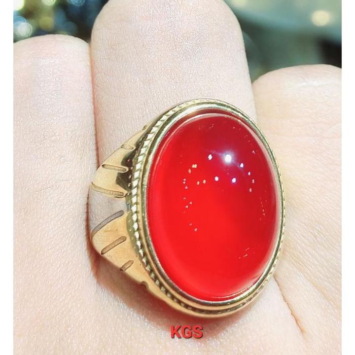 Batu Cincin Natural Akik Red Baron Kristal pacitan Ring Tanam High Quality Sale