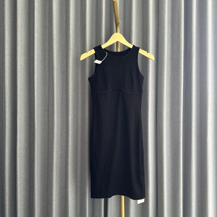 𝙉𝙀𝙒 Bradely Michelle Black Ribbed Knit Sleeveless Midi Long Basic Dress Fashion Wanita Import China