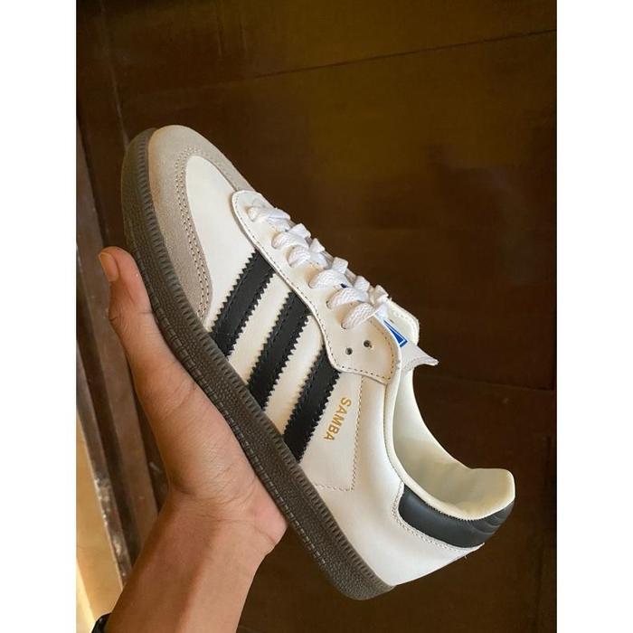 Sepatu Adidas Sneakers Samba Black white Full kulit luar dalam