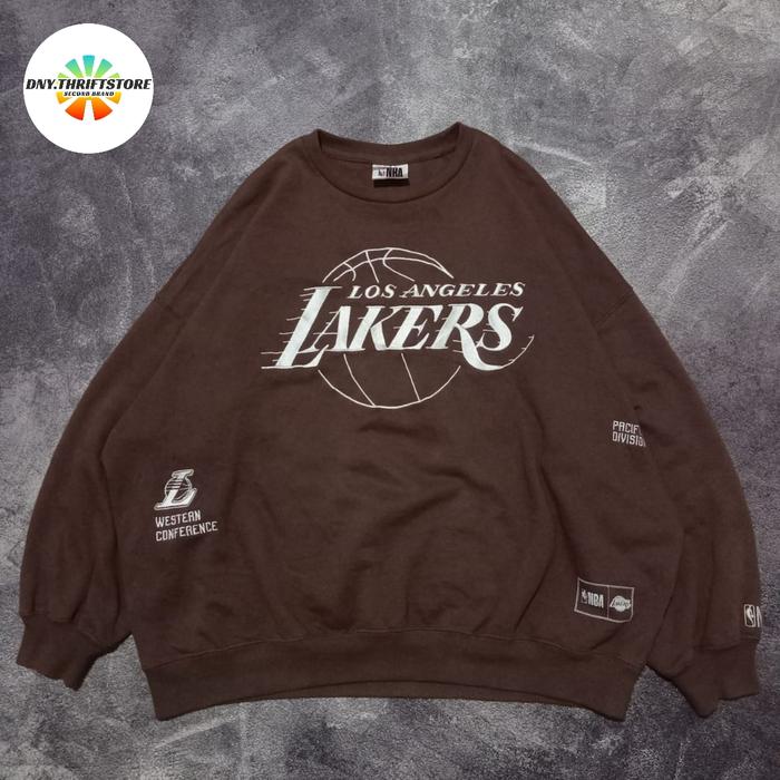 ( CN ) CREWNECK / SWEATER SECOND THRIFT NBA LAKERS WARNA COKLAT ORIGINAL