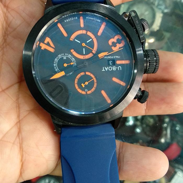 jam tangan pria U boat stenlis steel sport rubber strap chronograph