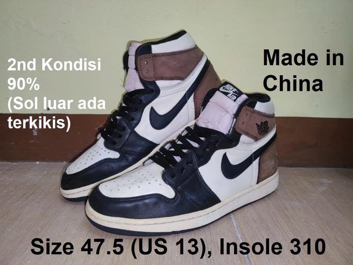 AJ1 High Dark Mocha, Size 47.5/32cm, China (2ND Kondisi 90%)