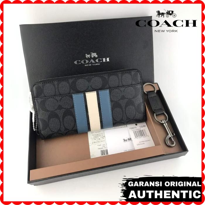 Dompet Panjang Coach Pria Stripe Wallet Original Store Branded Authentic