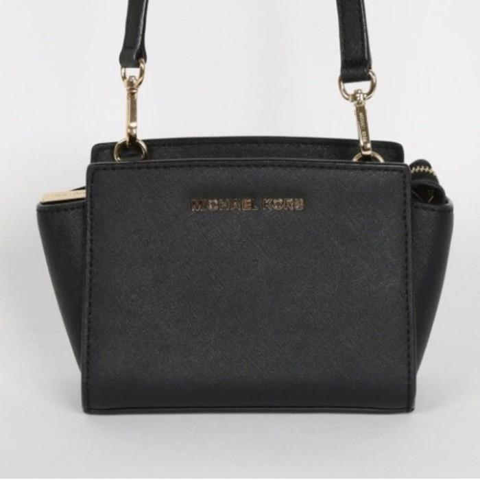 Michael Kors Selma Mini Saffiano Leather Crossbody Women Black