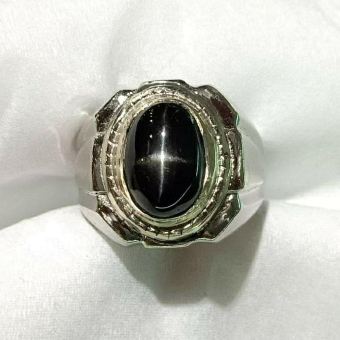 batu cincin nilam black star asli natural ring alpaka super Sale