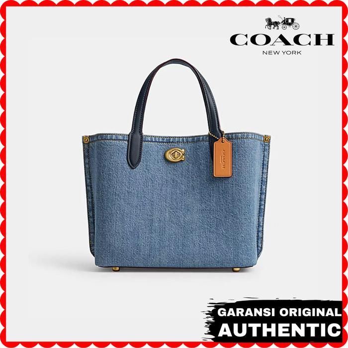 Tas Coach Wanita Willow Tote 24 Denim Original Store Branded Authentic