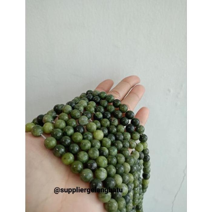 Bahan Batu Alam Giok green jade hijau sojol serpentine Sulawesi 8mm Sale