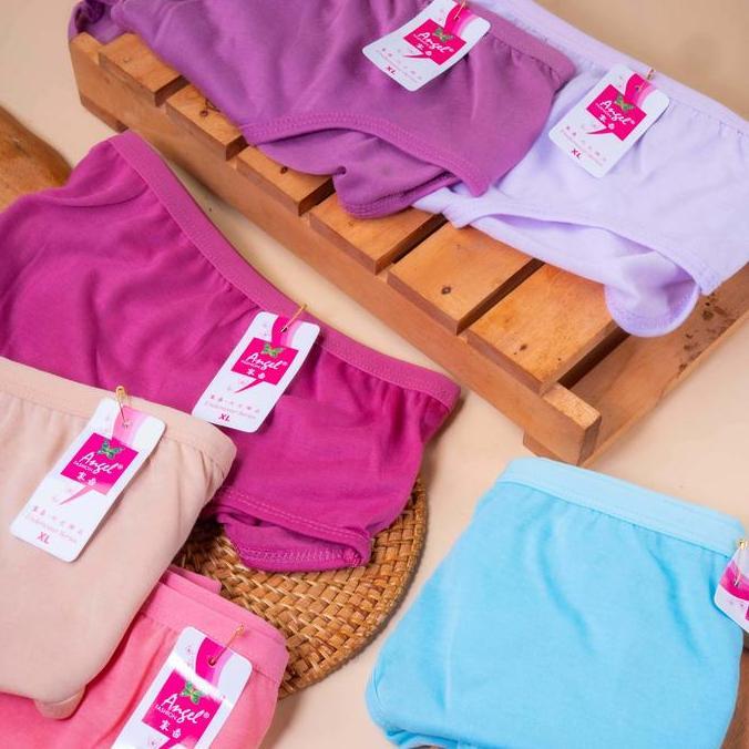 K10 = D 3324 Kareshi Star 6-12 Pcs Cd Celana Dalam Wanita cotton dasar panties Angel Polos Poliester