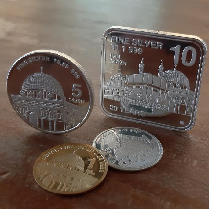Koin Perak 5 Dirham (Khamsa) Sertifikat Asli Antam 14,875 gram Perak