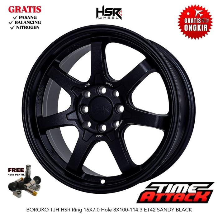 Velg racing HSR Mobil Baleno Hatchback Ring 16 Hitam Dop - Toko Velg HSR Bogor