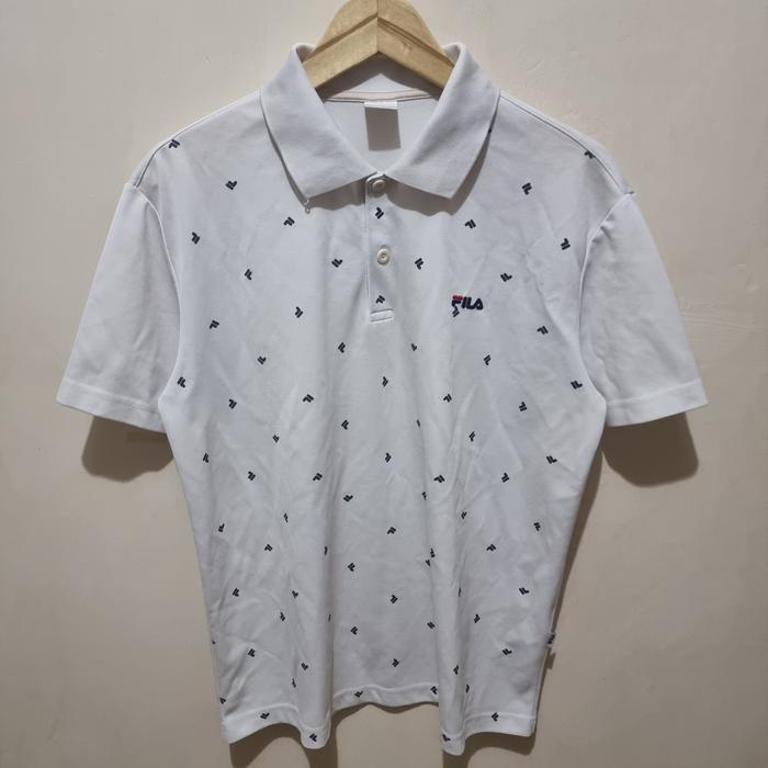 Kaos Polo Fila Putih Motif size L Second -KP869