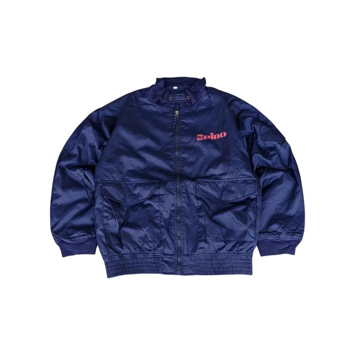 Jaket Vintage Bomber Unisex Pria Wanita SPINO - VIENNETTA Satin Navy