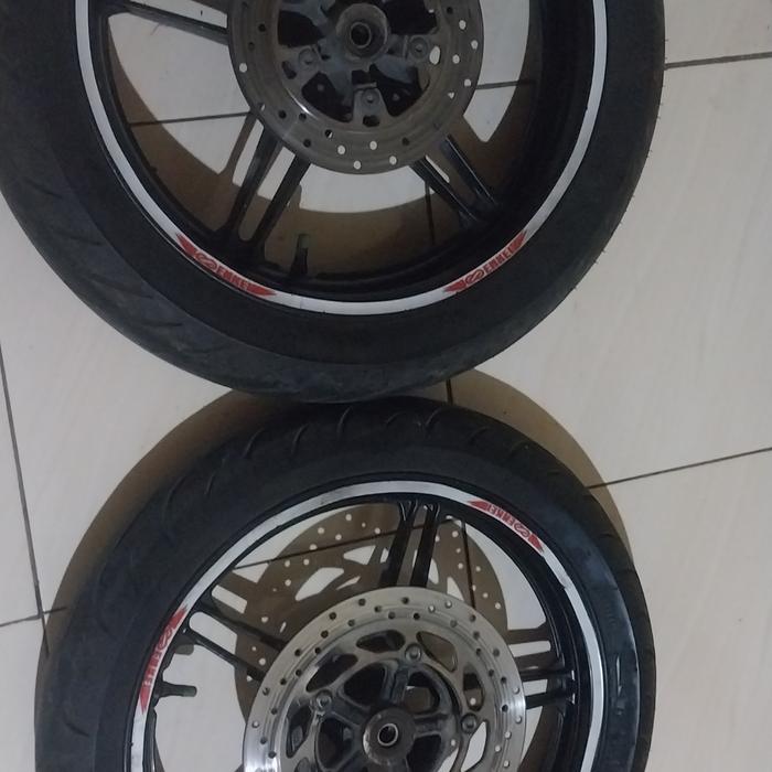 pelek yamaha r15 v2 set gir+piringan cakram+ban 90%