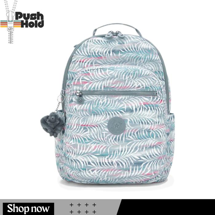 Kipling SEOUL Printed 15" Laptop Backpack KIPKPKI62693QN1 Tas Ransel Wanita Original - Palmtree Leav
