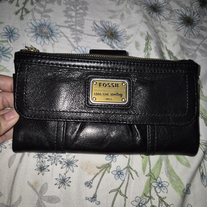 Dompet Fossil Emory Clutch Black NWT