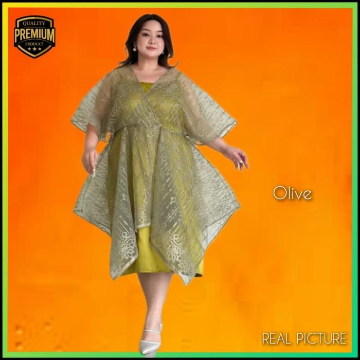 Baju Gaun Pesta Wanita Jennie Jumbo LD 125 Dress Kondangan Olive