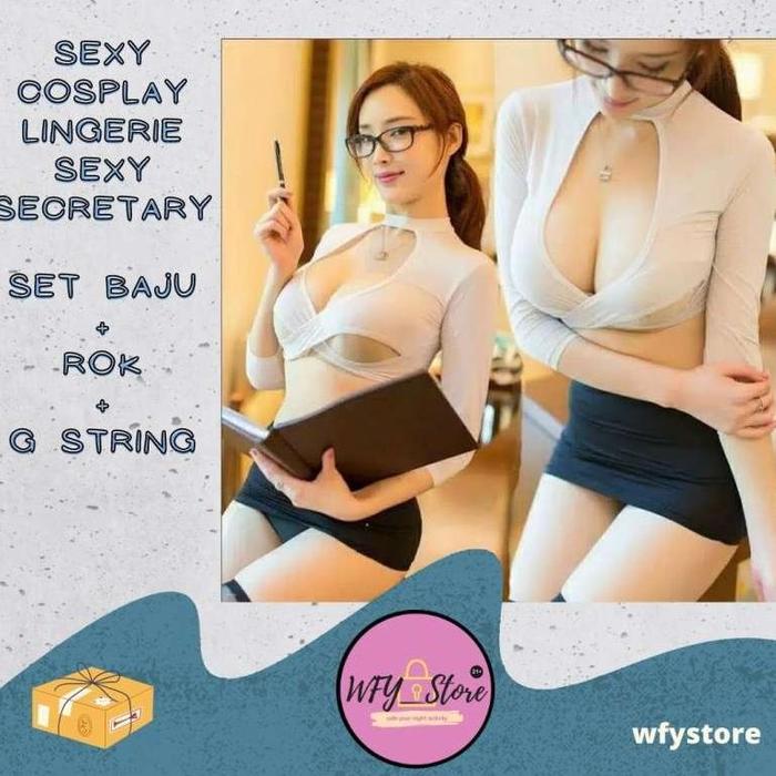 SEXY LINGERIE COSPLAY SEXY SECRETARY SET BAJU + G STRING + ROK